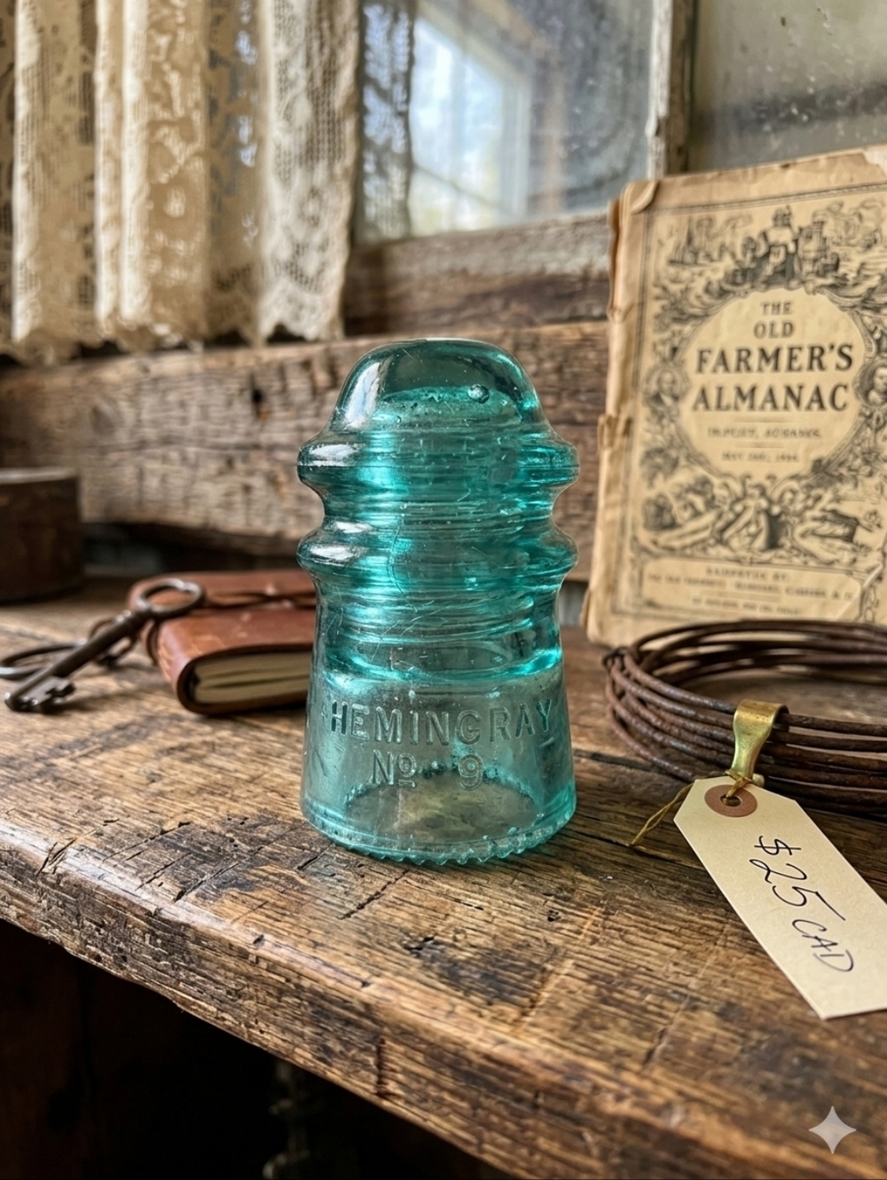 Antique Aqua Hemingray No. 9 Glass Insulator CD 106 Patented 1893